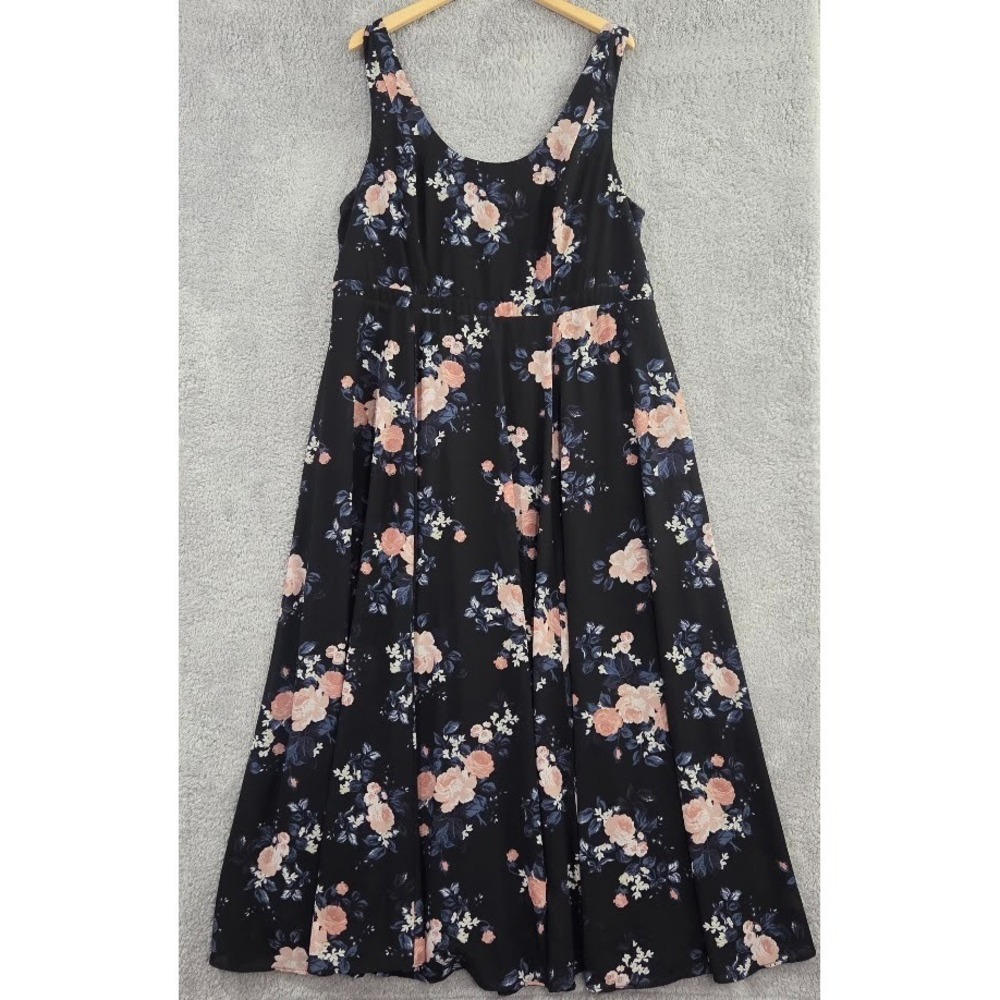 Torrid Black Floral Sleeveless Aline Maxi Dress Women's 3 (22/24)‎ Garden Party
